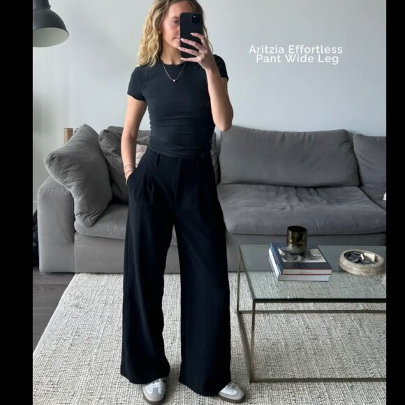 Aritzia Black Effortless Pant - in Crepette - Picture 4 of 6